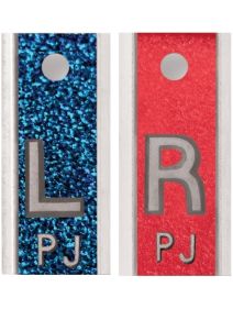 Aluminum X-Ray Markers Blue & Red Glitter