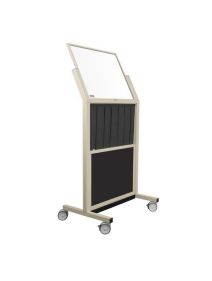 Tilted Mobile Barrier with Reach Through Curtain