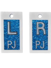 Plastic Markers 1/2" L&R (Blue Glitter)