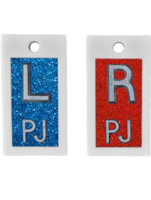 Plastic Markers 1/2" L&R (Blue Red Glitter)