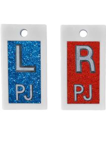 Plastic Markers 1/2" L&R (Blue Red Glitter)