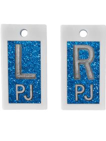 Plastic Markers 5/8" L&R (Blue Glitter)