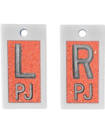 Plastic Markers 5/8" L&R (Coral Glitter)