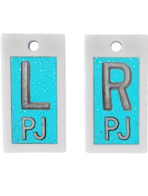 Plastic Markers 5/8" L&R (Fluorescent Blue Glitter)