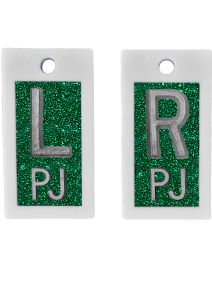 Plastic Markers 5/8" L&R (Green Glitter)