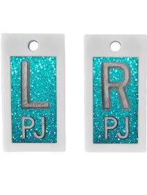 Plastic Markers 5/8" L&R (Mint Glitter)
