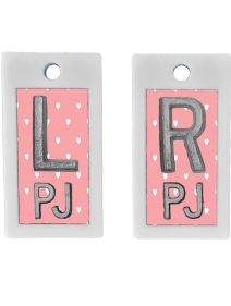 Plastic Markers 5/8" L&R (Pink Hearts)