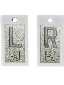 Plastic Markers 5/8" L&R (Silver Glitter)