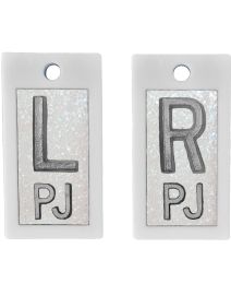 Plastic Markers 5/8" L&R (White Glitter)