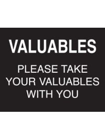  Valuables Sign