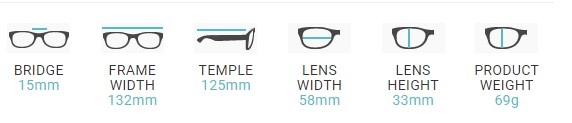 Wrap Around Glasses Dimensions RG-1171