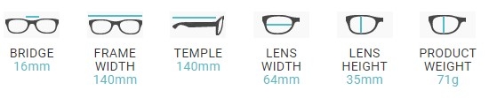 Wrap Around Glasses Dimensions RG-1205