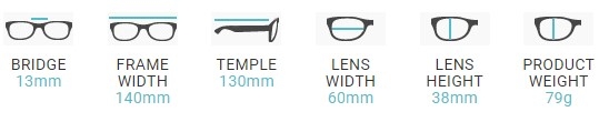 Wrap Around Glasses Dimensions RG-1362-BK