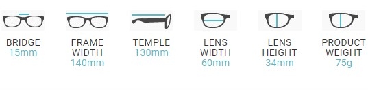 Wrap Around Glasses Dimensions RG-1388