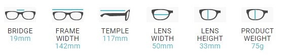 Wrap Around Glasses Dimensions RG-206