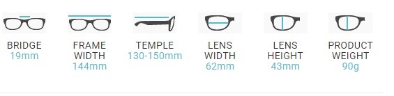 Wrap Around Glasses Dimensions RG-250
